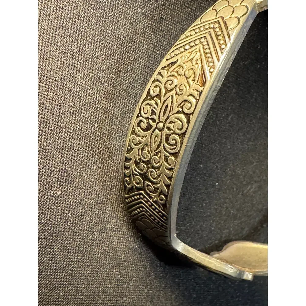 Silver Tone Hinged Snake Bracelet Etched Vintage 7in